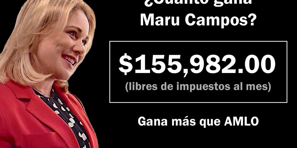 Maru Campos gana 155 mil 982 pesos al mes, libres de impuestos