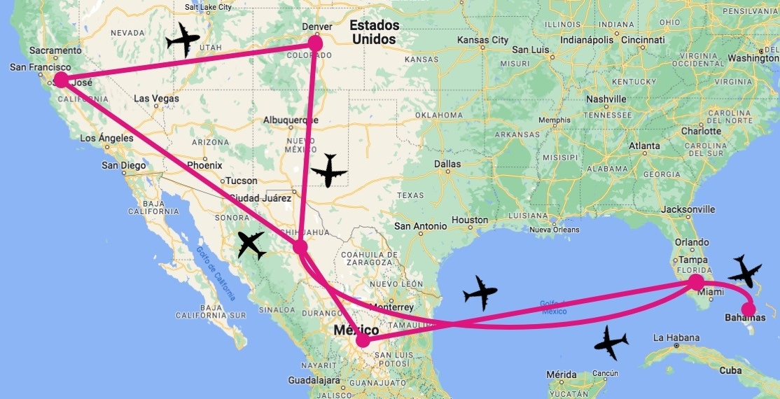 Maru Campos viajó a Miami, Bahamas, San Francisco y Denver en un mes y en días hábiles