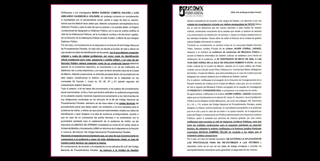 Maru Campos “se victimiza y distorsiona un mero trámite jurisdiccional”: Javier Corral