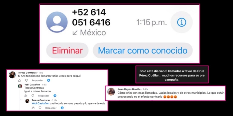 Hostigan a usuarios con llamadas telefónicas para promover a Cruz Pérez Cuéllar